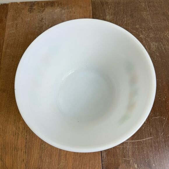 Vintage Federal Milk Glass Mixing Nesting Bowl Brown & Green Fall Leaves 9" - Picture 4 of 7